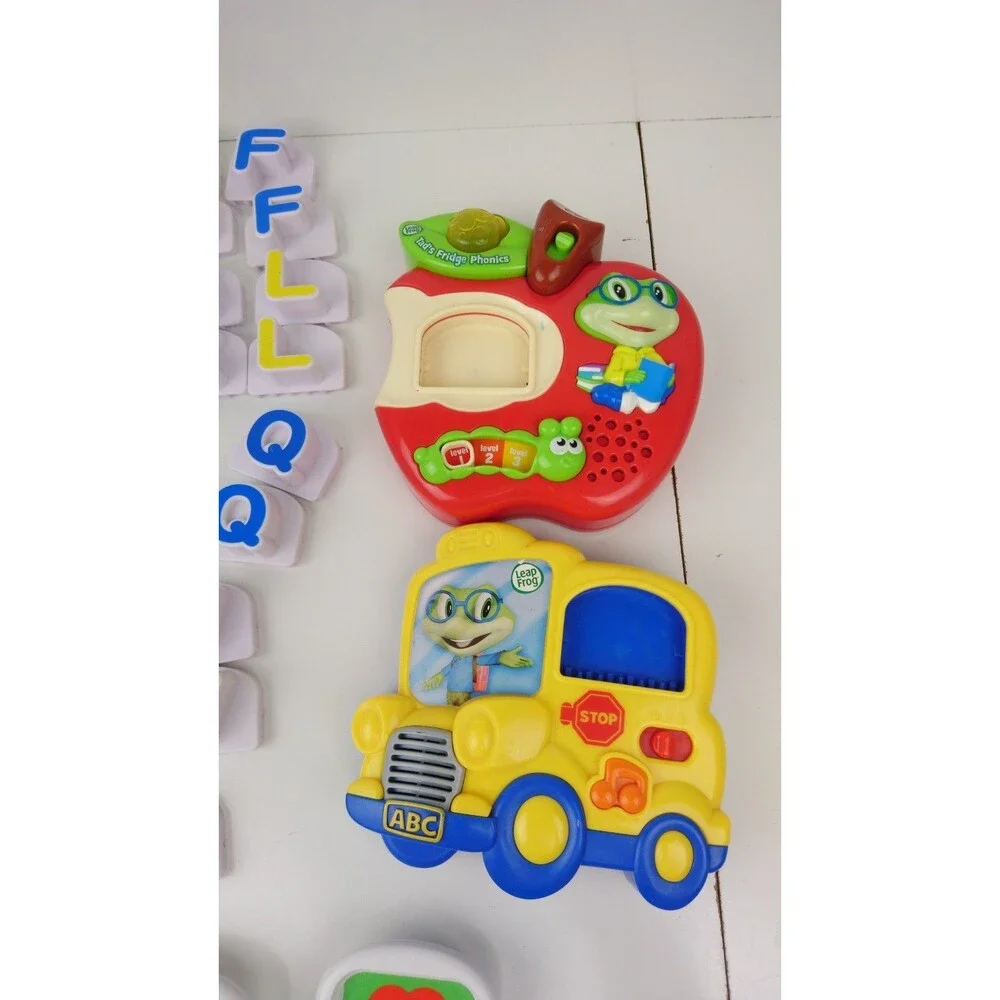 Leap Frog Fridge Phonics Apple & School Bus With Letter Magnets Tested Working!